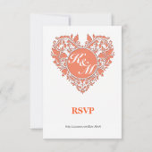 Invitation Corail HeartyParty Et Coeur Damas Blanc (Dos)