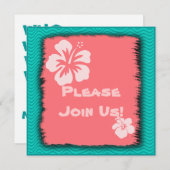 Invitation Corail, Hibiscus Tropical Theme Personnalisé Invit (Devant / Derrière)