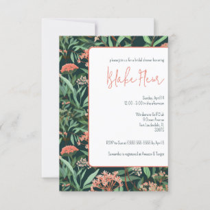 Invitation Corail & Lait Turquoise Fête des mariées florale