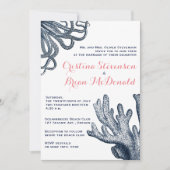 Invitation Corail & Marine Blue Sea Creator Mariage nautique (Devant)