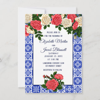 Invitation Corail mexicain et Mariage de crème roses