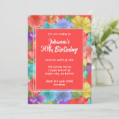 Invitation Corail moderne Aquarelle rouge Floral 30e annivers (Debout devant)