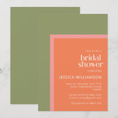 Invitation Corail moderne et Fête des mariées géométrique ver (Devant / Derrière)