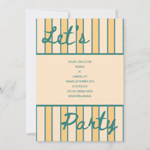 Invitation Corail Moderne et Rayures Vertes