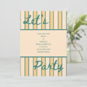 Invitation Corail Moderne et Rayures Vertes (Debout devant)