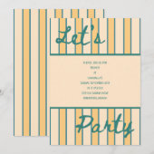 Invitation Corail Moderne et Rayures Vertes (Devant / Derrière)