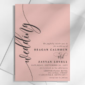 Invitation Corail mou Écriture calligraphique élégante Mariag