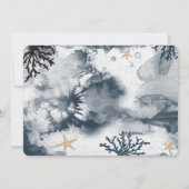 Invitation Corail Nautique Bleu Aquarelle Élégante Fête (Dos)