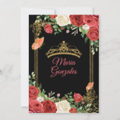 Invitation Corail noir Fleurs mexicaines Quinceañera Invitati (Dos)