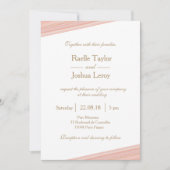 Invitation Corail pêche or blanc subtile rayures mariage (Devant)