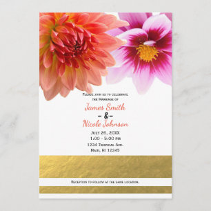 Invitation Corail & Pink Summer Dahlia Fleurs Mariage floral