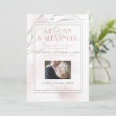 Invitation Corail Rose Aquarelle Willow Branch Cadre photo (Debout devant)