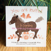Invitation Corail, rose, Brown Pony Anniversaire Fête Invitat