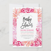Invitation Corail rose et méduse Baby shower Nautique fille (Devant)