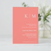 Invitation Corail rose et monogramme blanc-Mariage (Debout devant)