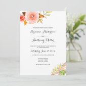 Invitation Corail rose pâle Aquarelle Floral Mariage 3605b (Debout devant)