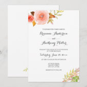 Invitation Corail rose pâle Aquarelle Floral Mariage 3605b (Devant / Derrière)