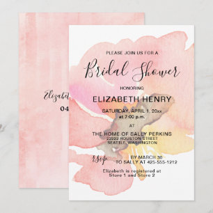 Invitation Corail rose pâle Fête des mariées florale