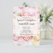 Invitation Corail rose vif moderne aquarelle mandala floral (Debout devant)