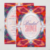 Invitation Corail rose violet Fête des mariées Angélique (Devant / Derrière)