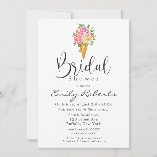 Invitation Corail Rose Yellow Ice Crème Cone Fête des mariées (Devant)