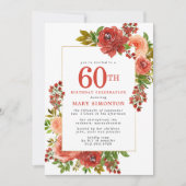 Invitation Corail rouge de Bourgogne Rose rose 60e anniversai (Devant)