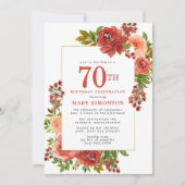 Invitation Corail rouge de Bourgogne Rose rose 70e anniversai (Devant)