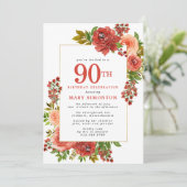 Invitation Corail rouge de Bourgogne Rose rose 90e anniversai (Debout devant)