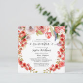 Invitation Corail rouge espagnol Floral et Parties scintillan (Debout devant)