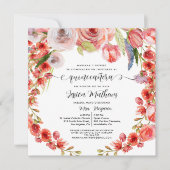 Invitation Corail rouge espagnol Floral et Parties scintillan (Devant)