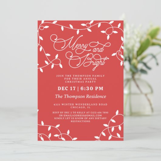 Invitation Corail Rouge Joyer String Lumières Noël (Debout devant)