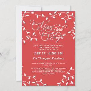 Invitation Corail Rouge Joyer String Lumières Noël