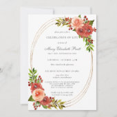 Invitation Corail rouge rustique Rose Floral Célébration de l (Devant)