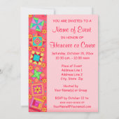 Invitation Corail rouge Turquoise Patchwork Quilt Block Art (Dos)