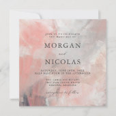 Invitation Corail roux moderne Abstrait Mariage de brosses (Devant)