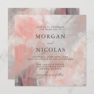 Invitation Corail roux moderne Abstrait Mariage de brosses