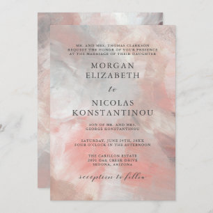 Invitation Corail roux moderne Abstrait Mariage de brosses