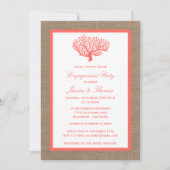 Invitation Corail Sur Burlap Boho Beach (Devant)
