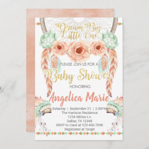 Invitation Corail Teal d'invitation de baby shower de