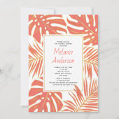 Invitation Corail tropical feuille mariage douche de nuptiale (Devant)