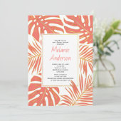 Invitation Corail tropical feuille mariage douche de nuptiale (Debout devant)