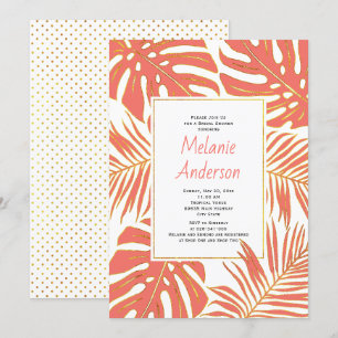 Invitation Corail tropical feuille mariage douche de nuptiale