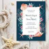 Invitation Corail tropical | Mariage des coquillages de plage
