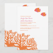 Invitation Corail tropical orange et rose (Devant / Derrière)
