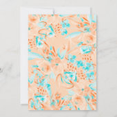 Invitation corail tropical orange turquoise fleuri nuptiale (Dos)