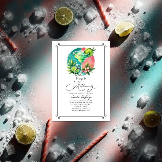 Invitation Corail, Turquoise et Lime Marges et Mariage