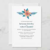 Invitation Corail Turquoise Floral Aquarelle Mariage Inviter (Devant)