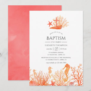 Invitation Corail Vivant Aquarelle Sous L'eau Baptême