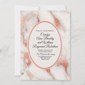 Invitation Corail vivant et Rose marbré Mariage d'or (Devant)