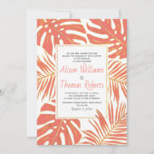 Invitation Corail vivant tropical monstera palm feuille maria (Devant)